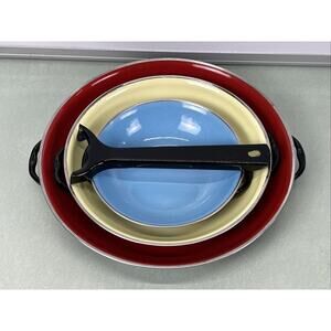 Vintage Caravelle Sizzling Servers Nesting Pans Set of 3 With Attach-On Handle